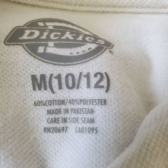 Dickies White Polo Short Sleeve Shirt Boy's Size M (10-12) - Picture 3 of 7